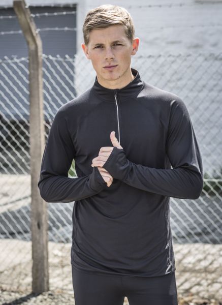 1/4 zip tee-shirt sport publicitaire | Long sleeved 1/4 zip top 1