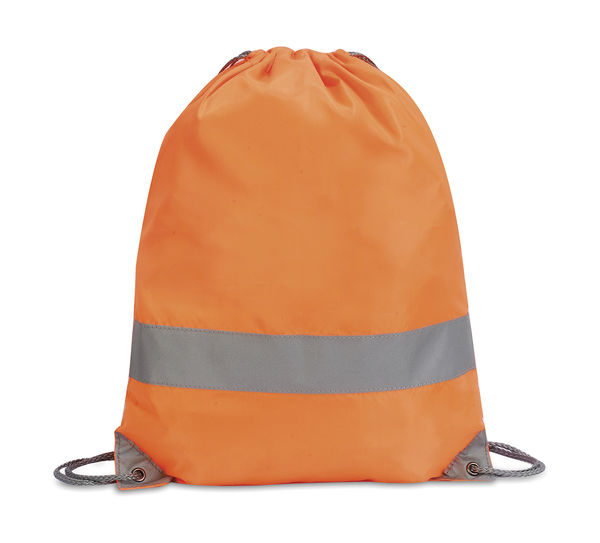 Bagagerie publicitaire avec avec détails réfléchissants | Hi-vis Drawstring Hi Vis Orange