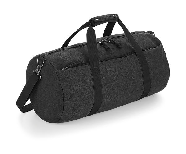 Bagagerie publicitaire | Vintage Canvas Barrel Bag Vintage Black