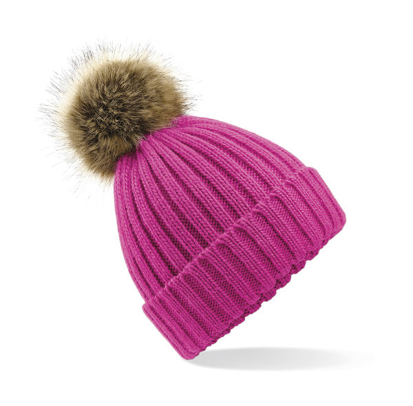 Bonnet avec pompon publicitaire | Palmera Fuchsia