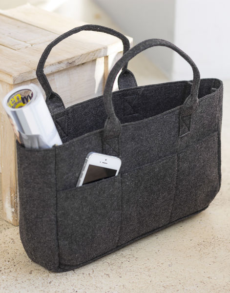 Cabas publicitaire | Pocket Felt Shopper Charcoal Melange