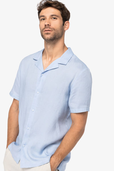 Chemise personnalisable à col bowling en lin homme