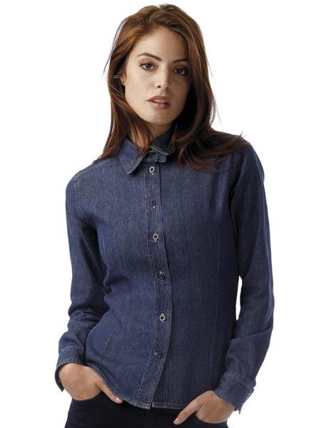 Chemise femme dnm vision publicitaire | DNM Vision women Denim  LS Deep Blue Denim