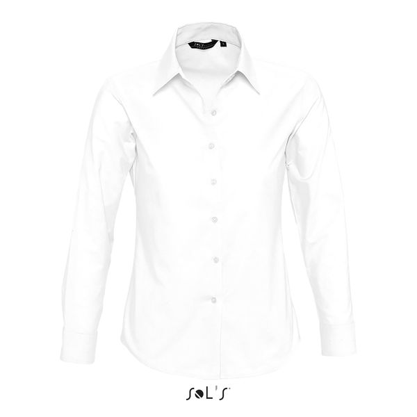 Chemise publicitaire femme oxford manches longues | Embassy Blanc