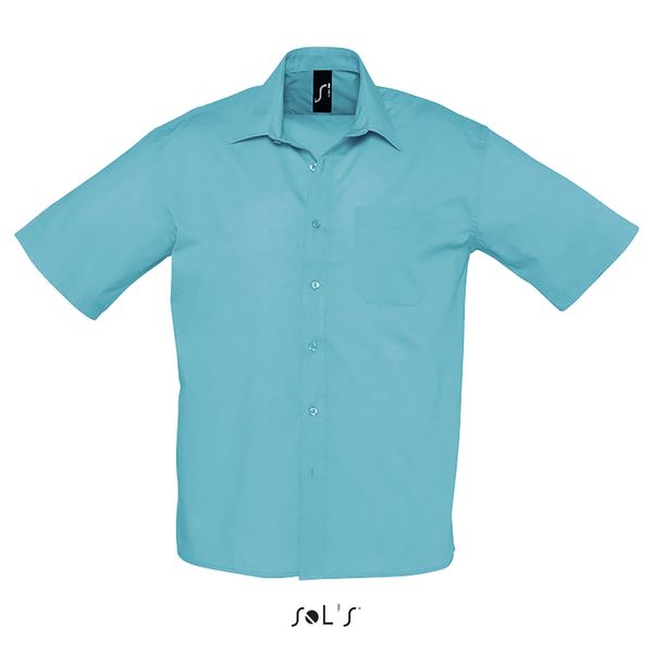 Chemise publicitaire homme popeline manches courtes | Bristol Bleu atoll