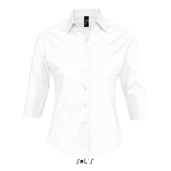 Chemise publicitaire femme stretch manches 3/4 | Effect Blanc