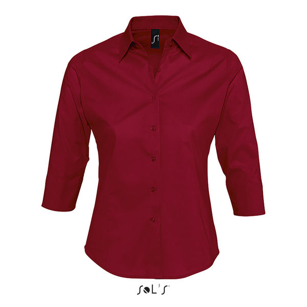 Chemise publicitaire femme stretch manches 3/4 | Effect Rouge cardinal