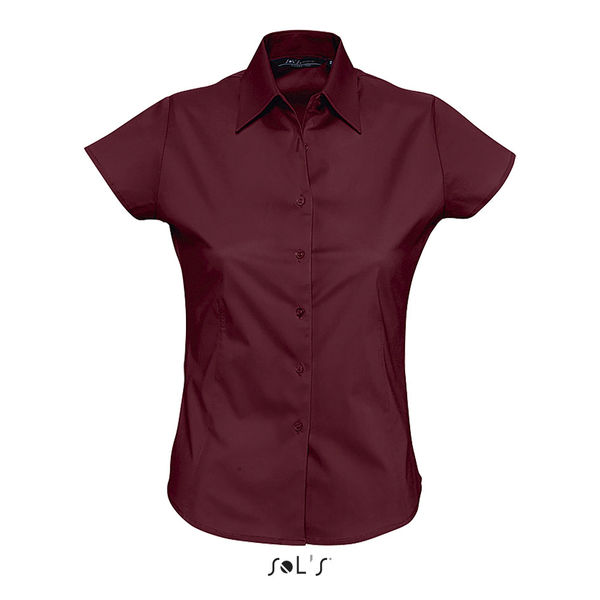 Chemise publicitaire femme stretch manches courtes | Excess Bordeaux moyen