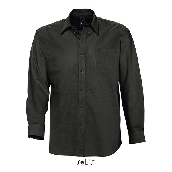 Chemise personnalisée homme oxford manches longues | Boston Noir