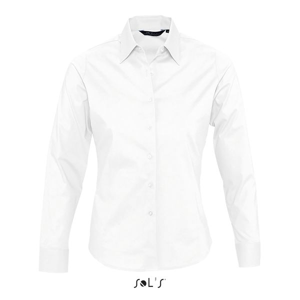 Chemise publicitaire femme stretch manches longues | Eden Blanc