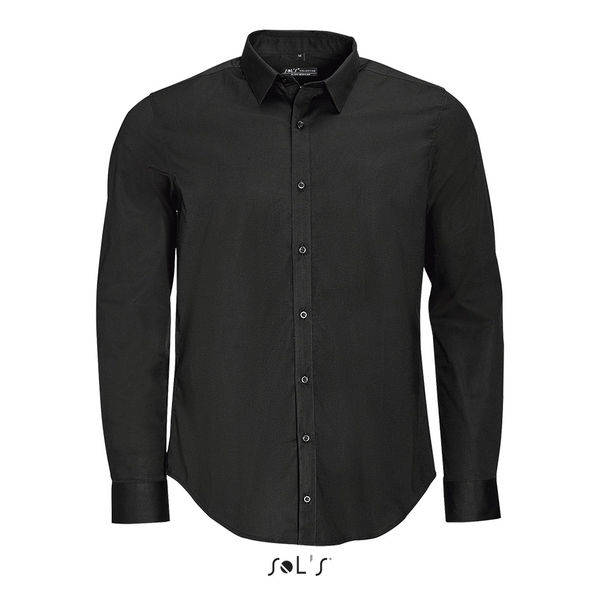 Chemise personnalisée homme stretch manches longues | Blake Men Noir