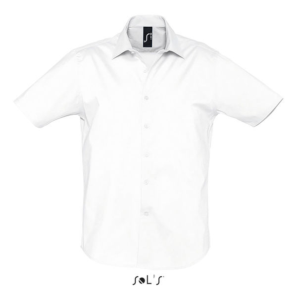 Chemise personnalisée homme stretch manches courtes | Broadway Blanc