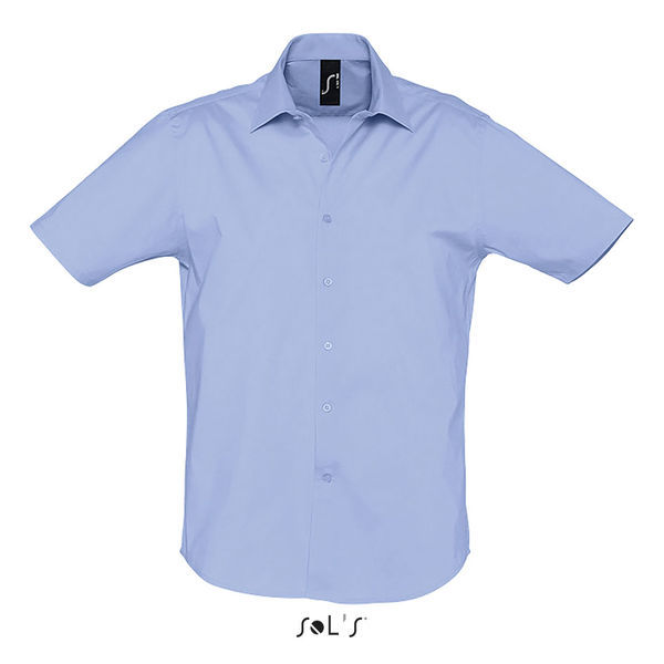 Chemise personnalisée homme stretch manches courtes | Broadway Ciel vif