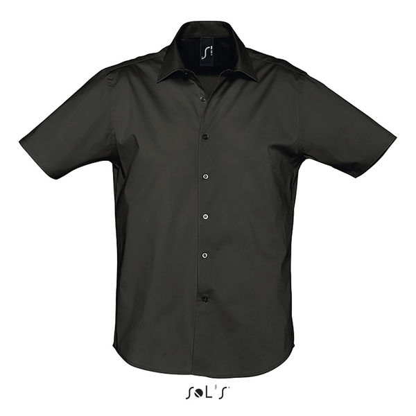 Chemise personnalisée homme stretch manches courtes | Broadway Noir