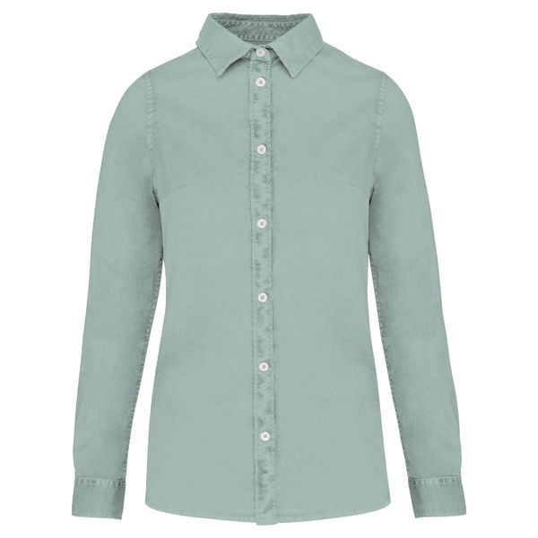 Chemise délavée coton twill homme publicitaire Washed Jade Green