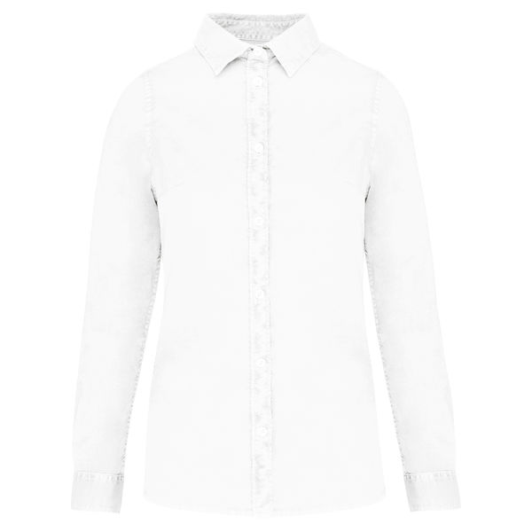 Chemise délavée coton twill homme publicitaire Washed White