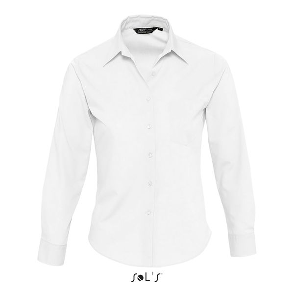 Chemise publicitaire femme popeline manches longues | Executive Blanc