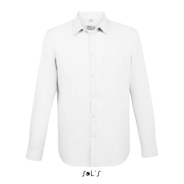 Chemise publicitaire popeline manches longues | Baltimore Fit Blanc