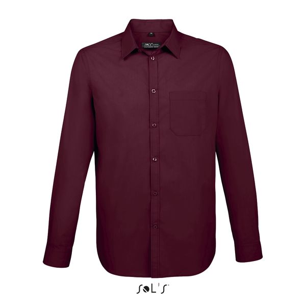 Chemise publicitaire popeline manches longues | Baltimore Fit Bordeaux moyen