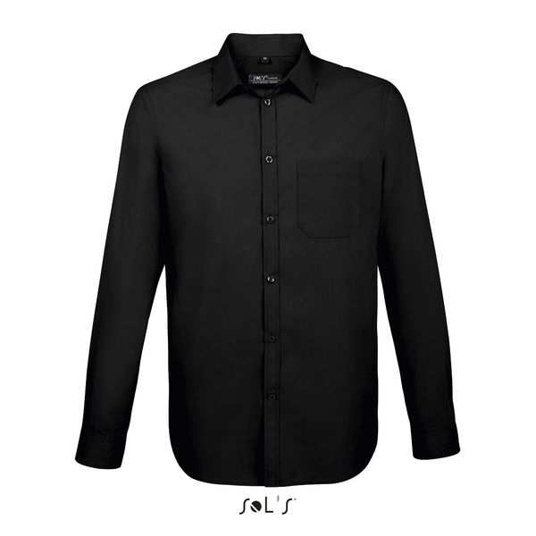 Chemise publicitaire popeline manches longues | Baltimore Fit Noir