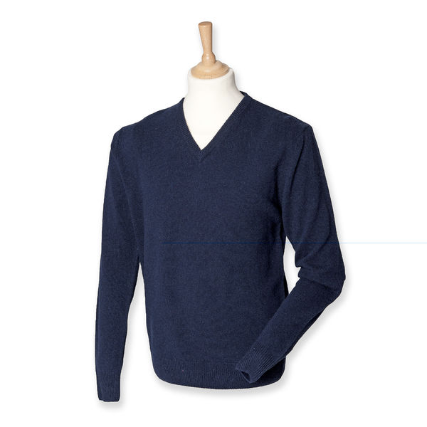 Chemises avec logo PULL COL V LAMBSWOOL HY730 Navy