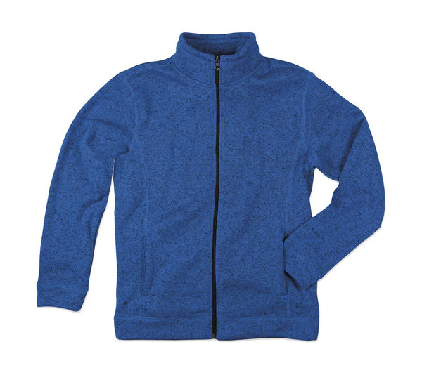 Polaire publicitaire homme manches longues | Active Knit Fleece Jacket Men Blue Melange