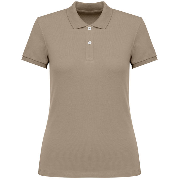 Polo personnalisable coton bio maille piquée femme Wet sand