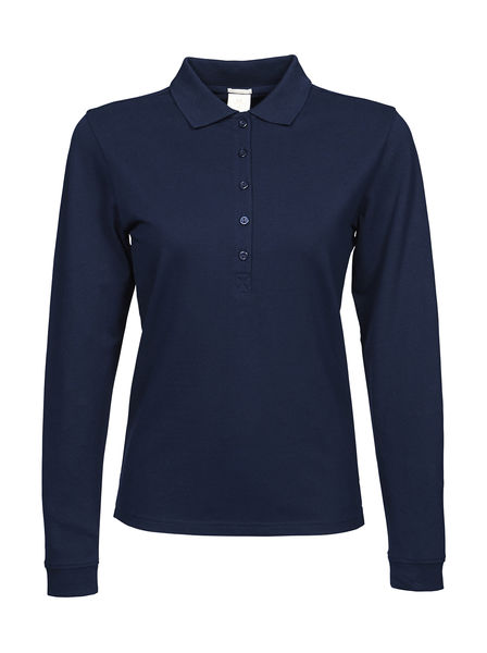 Polo cintré publicitaire femme manches longues | Saksun Navy