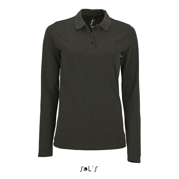 Polo personnalisé piqué femme | Perfect LSL Women Anthracite chiné