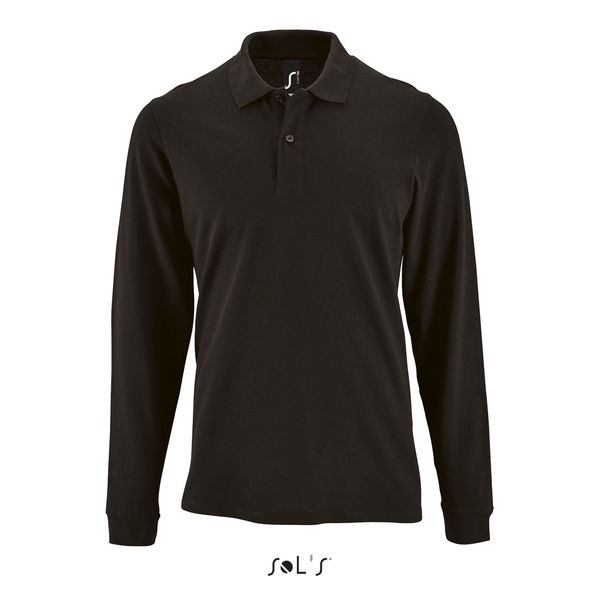 Polo personnalisé piqué manches longues homme | Perfect LSL Men Noir