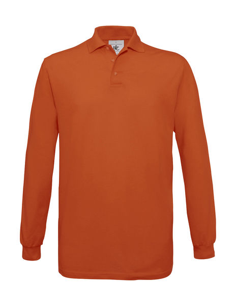 Polo personnalisé homme manches longues | Safran LSL Polo Pumpkin Orange