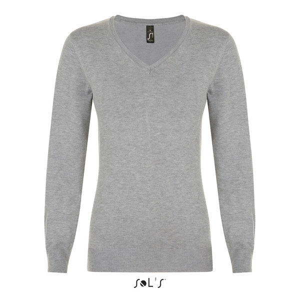 Pull personnalisé col v femme | Glory Women Gris chiné