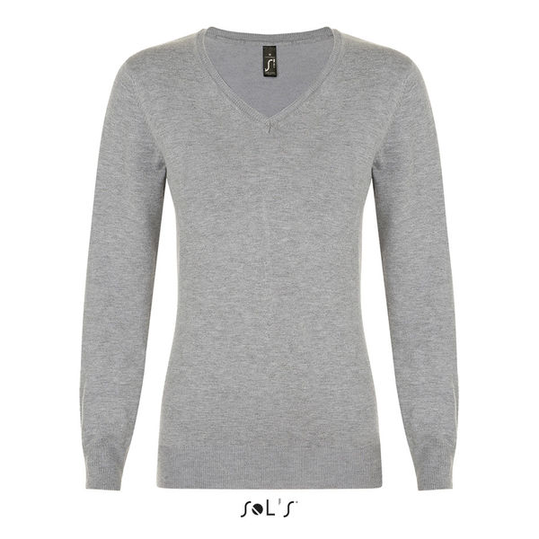 Pull personnalisé col v femme | Glory Women Gris chiné