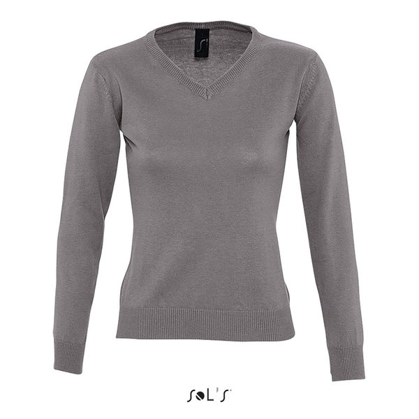 Pull personnalisé col v femme | Galaxy Women Gris moyen