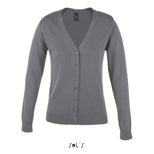 Gilet personnalisé femme boutonné col v | Golden Women Gris moyen