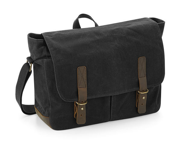 Sac à bandoulière personnalisé unisexe | Waxed Canvas Black