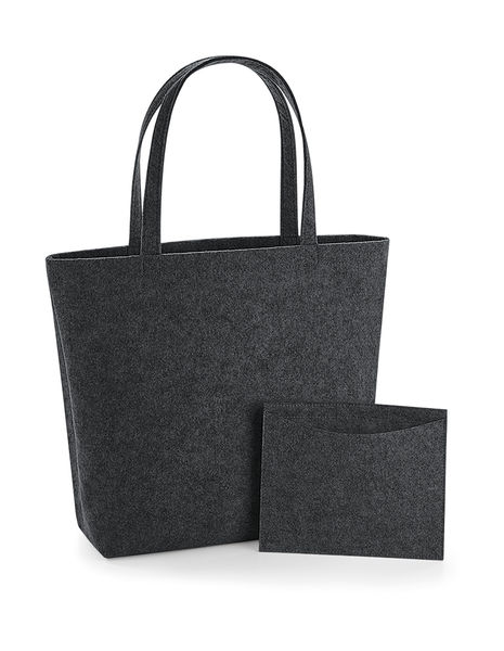 Sac à bandoulière publicitaire | Felt Shopper Charcoal Melange