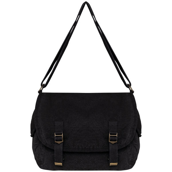 Sac besace personnalisé bio délavé Washed Black