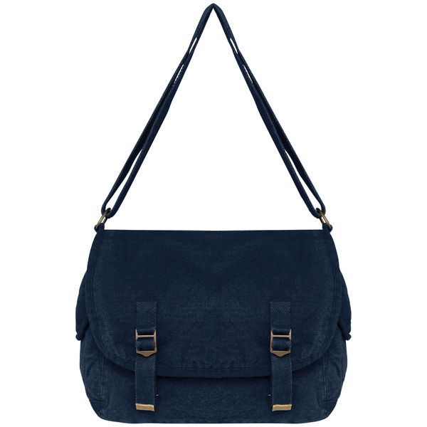 Sac besace personnalisé bio délavé Washed navy blue