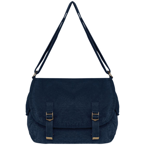 Sac besace personnalisé bio délavé Washed navy blue