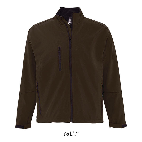 Veste publicitaire homme zippée softshell | Relax Chocolat foncé