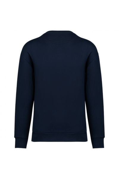 Sweat-shirt personnalisé GOTS à col rond à épaules tombantes molleton gratté unisexe Navy Blue