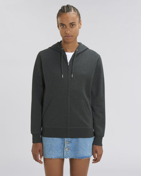 Sweat-shirt zippé capuche essentiel unisexe  | Connector Dark Heather Grey