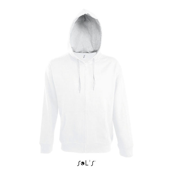 Veste publicitaire zippée homme bicolore à capuche | Soul Men Blanc