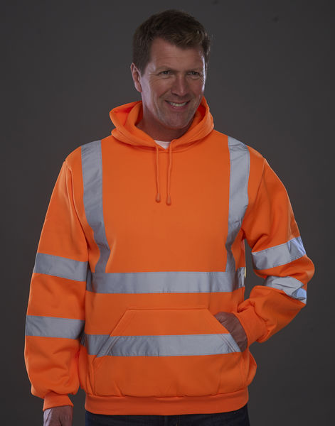 Sweatshirt publicitaire manches longues avec capuche | Mbatoua Fluo Orange