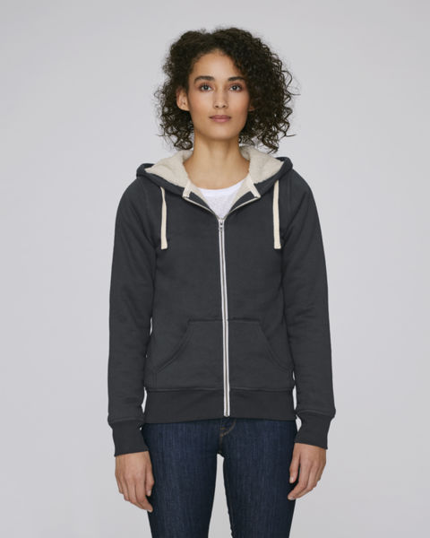 Sweat-shirt zippé capuche femme doublé en sherpa | Stella Travels Sherpa Stretch Limo