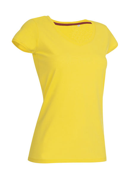 T-shirt publicitaire femme manches courtes cintré col en v | Megan V-neck Daisy Yellow