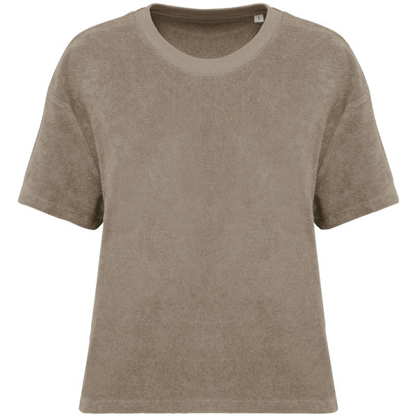 T-shirt personnalisé coton bio en éponge femme  Cream Coffee