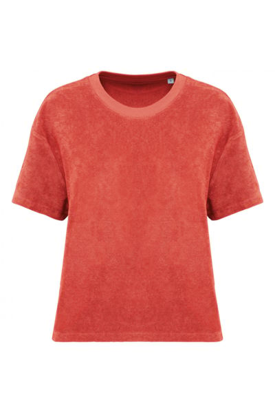 T-shirt personnalisé coton bio en éponge femme  Paprika