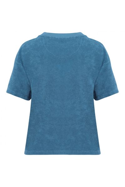 T-shirt personnalisé coton bio en éponge femme  Riviera Blue